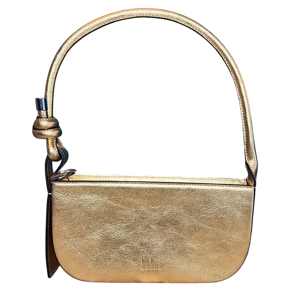 Behno New York Ina Mini Pouchette Metallic Gold Leather Shoulder Bag